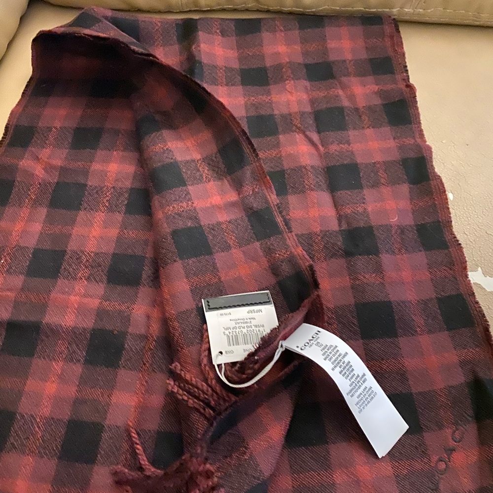 Coach “buffalo plaid” wool scarf